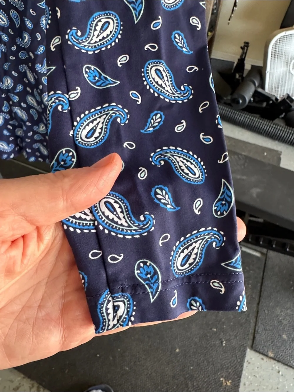 Lands' End Navy Blue Paisley Swim SPF coverup size Medium
